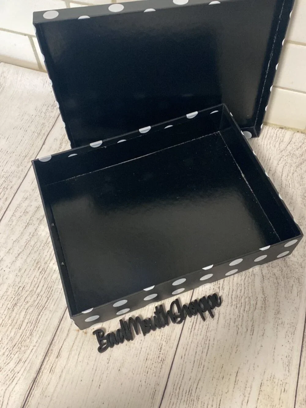 Black and White Vintage Inspired Polka Dot Photo Storage or Display Box
